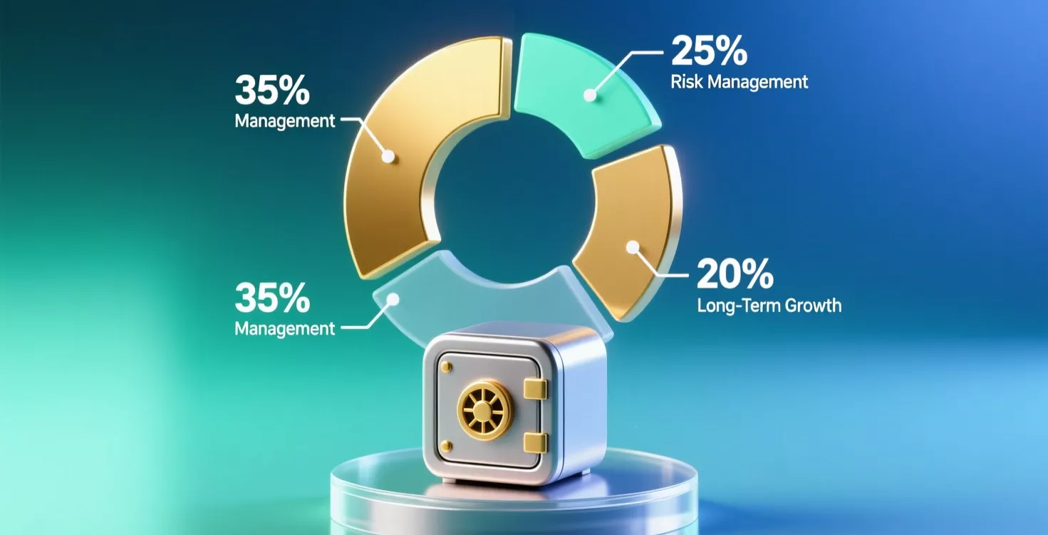 Visualización de gestión de bankroll con distribución porcentual recomendada