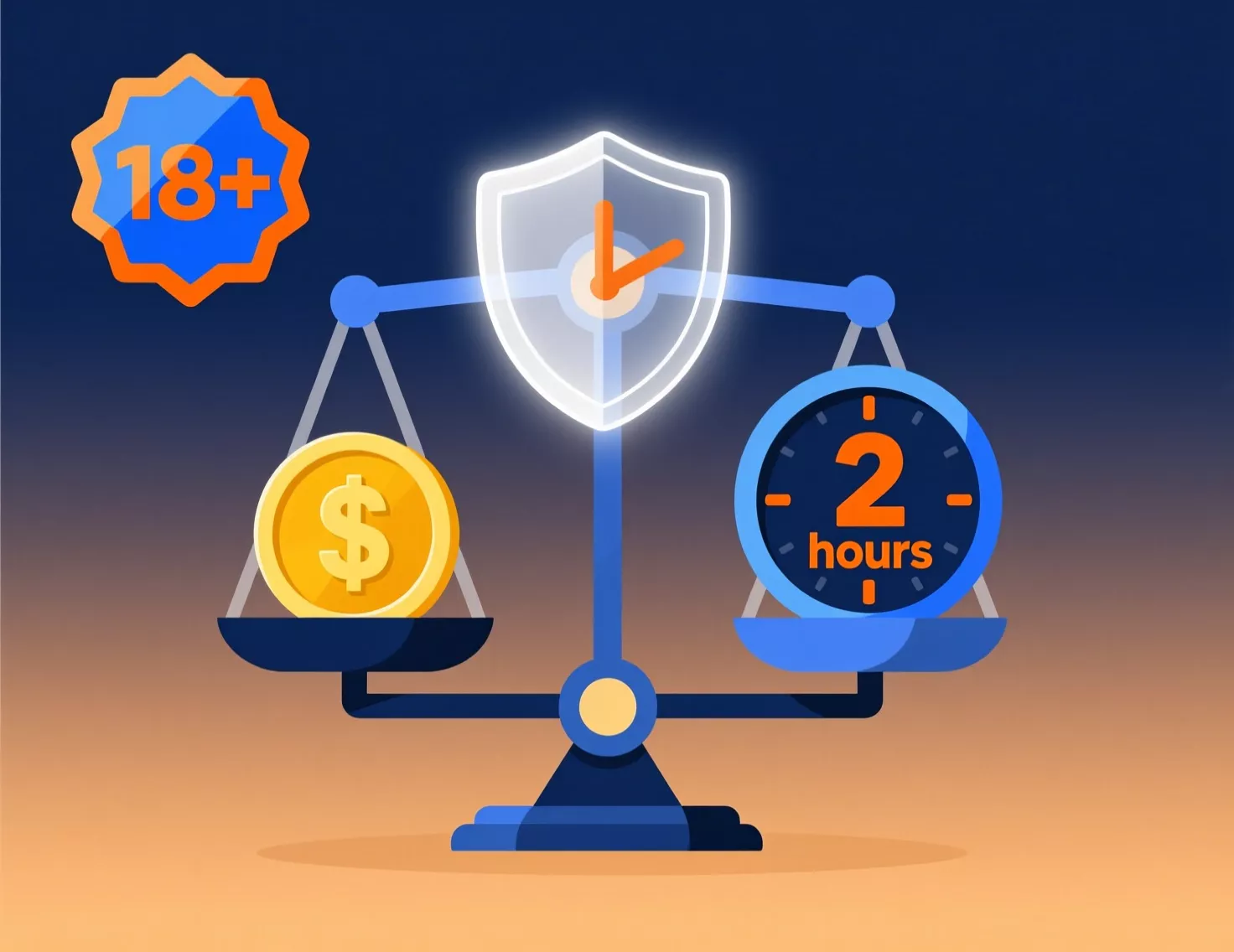 Imagen de juego responsable con símbolo +18 y elementos de seguridad
