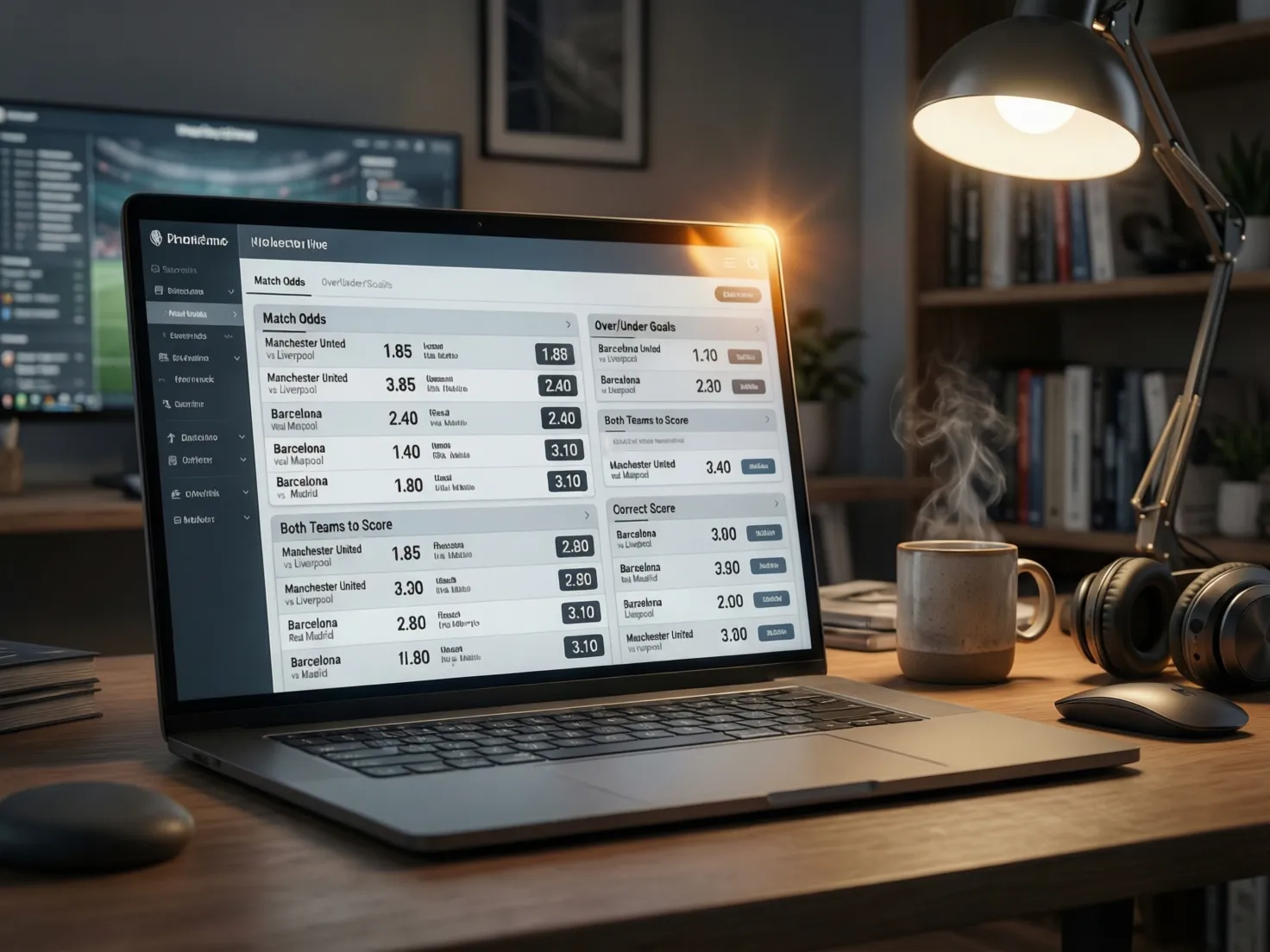 Pantalla de ordenador mostrando cuotas de apuestas deportivas
