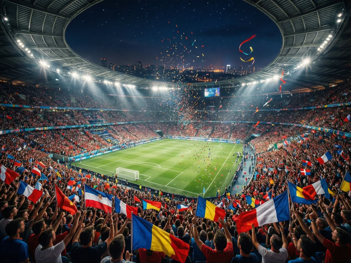 Vista panorámica de un estadio durante una final de la Eurocopa
