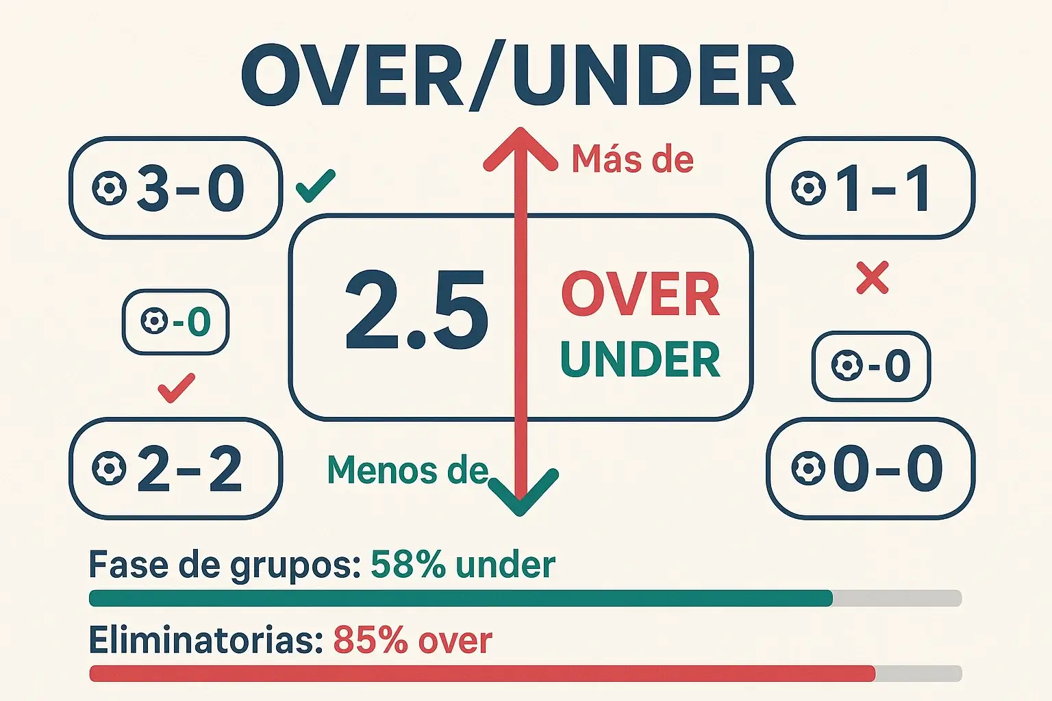 Estrategia de apuestas over/under de goles con patrones de fase de grupos y eliminatorias en Eurocopa