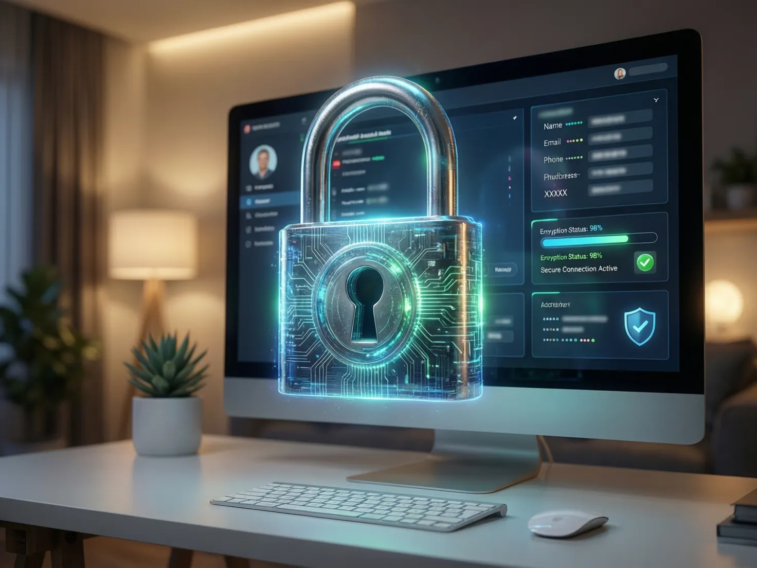Candado digital protegiendo información personal en una pantalla de ordenador