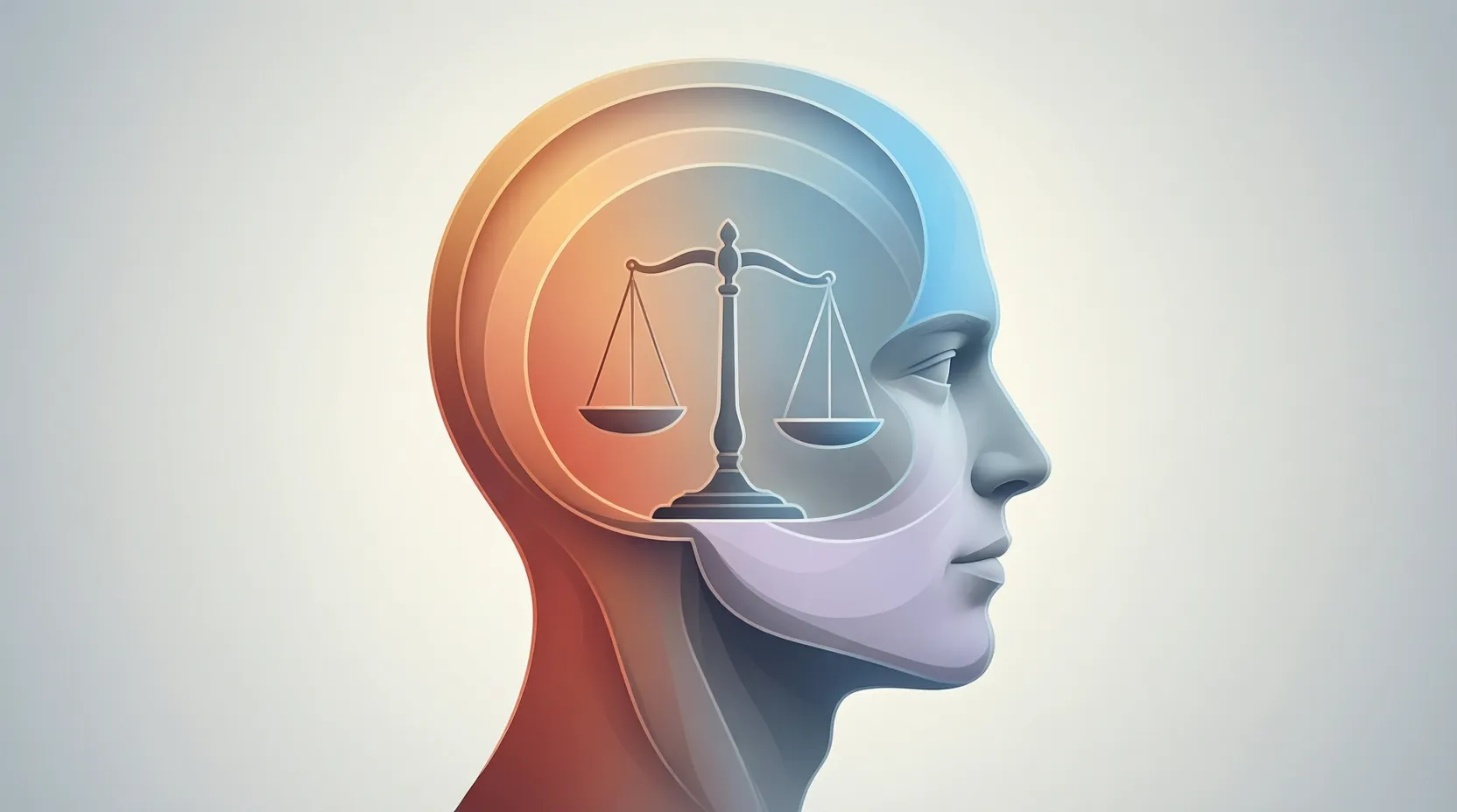 Ilustración de una balanza mental con emociones y razón en equilibrio